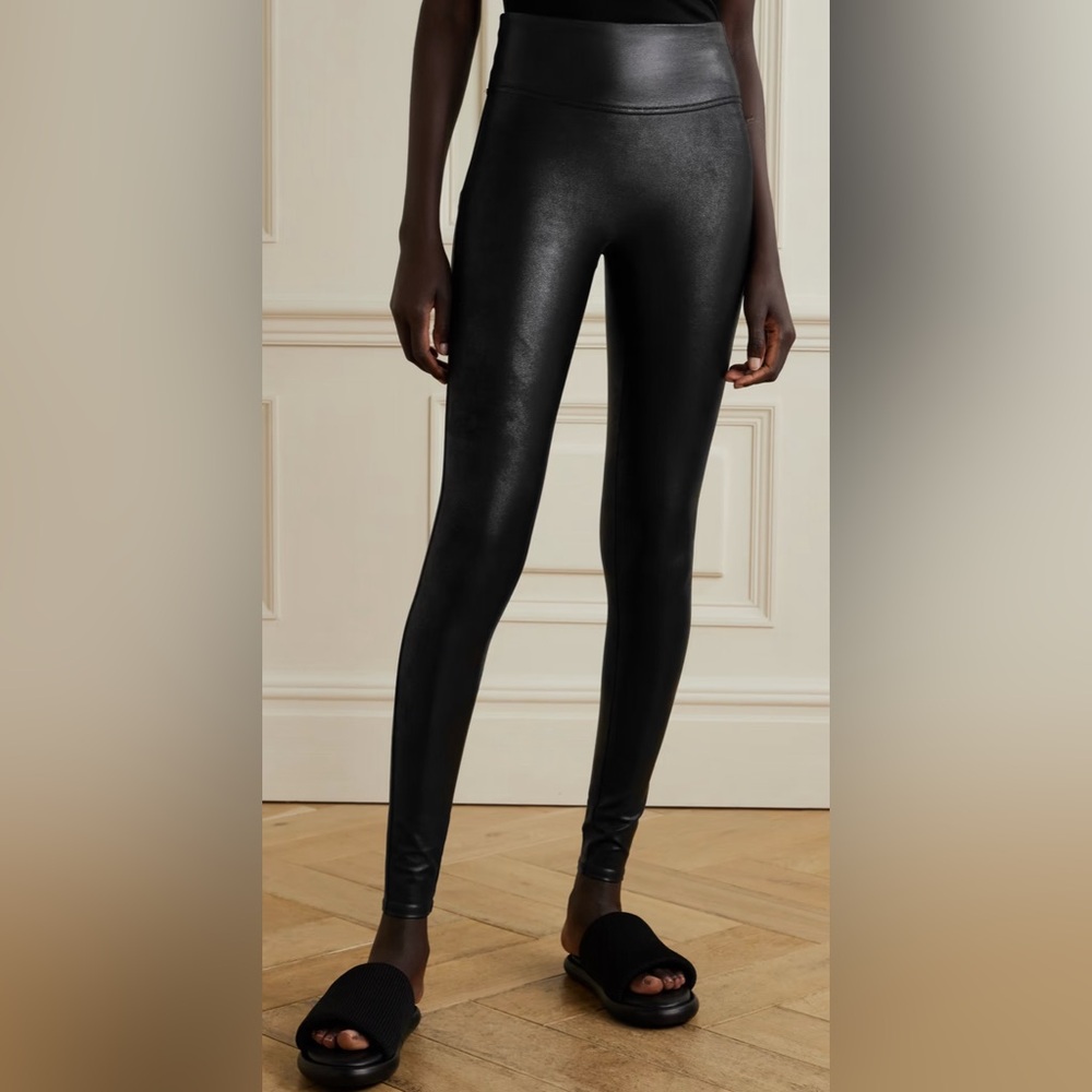 SPANX Black Faux Leather Leggings High-Waisted